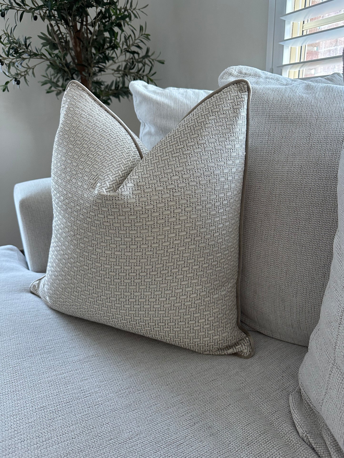 Ivory Grid Cushion