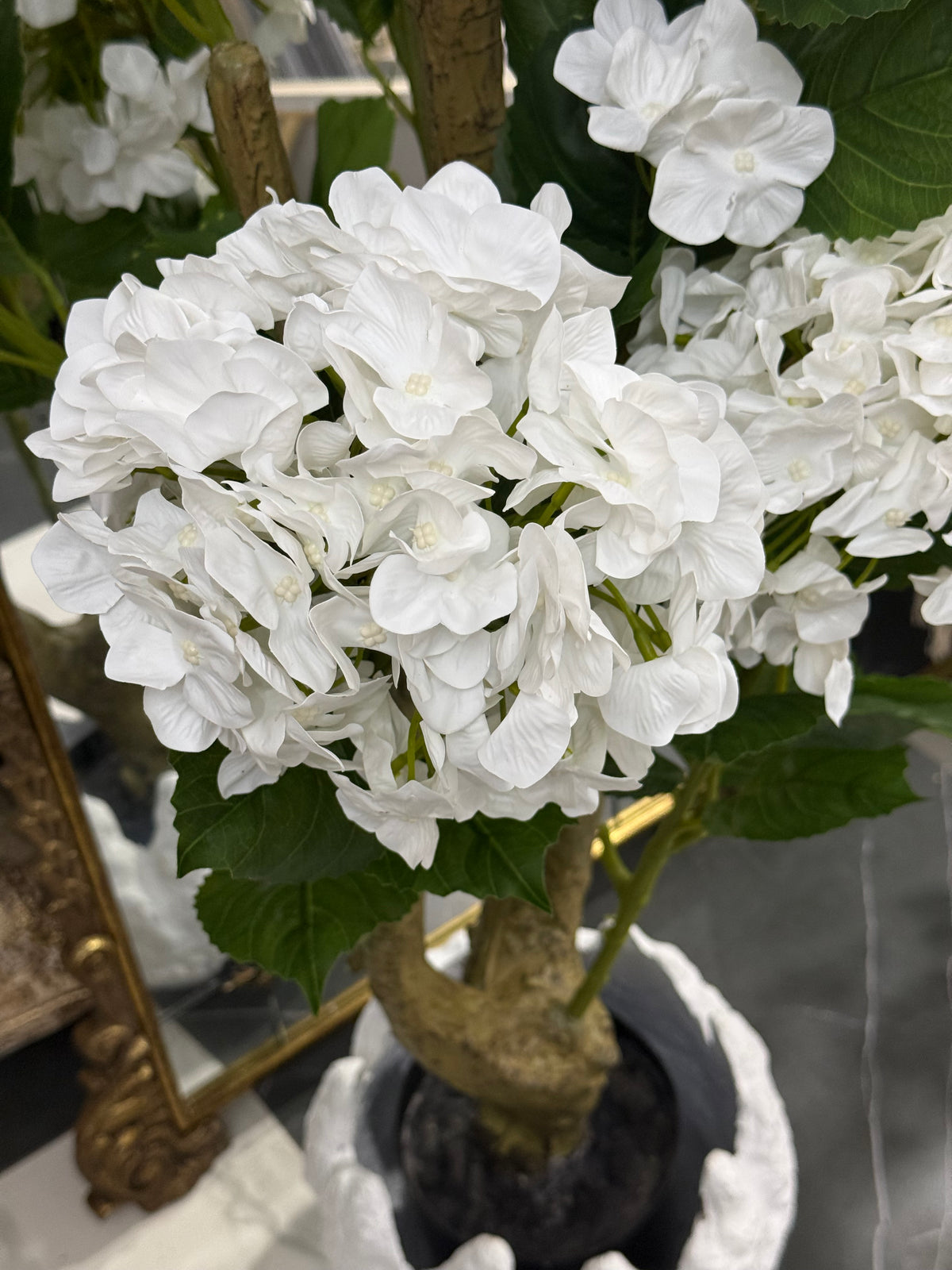 White Hydrangea Artificial Tree