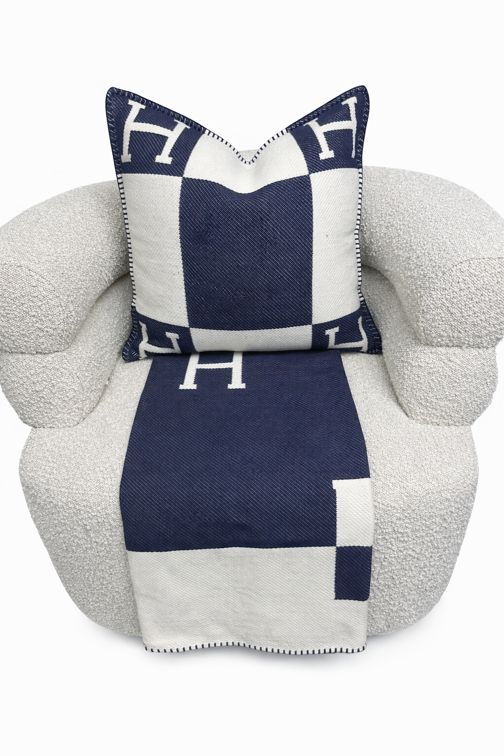 Navy “H” Accent Cushion