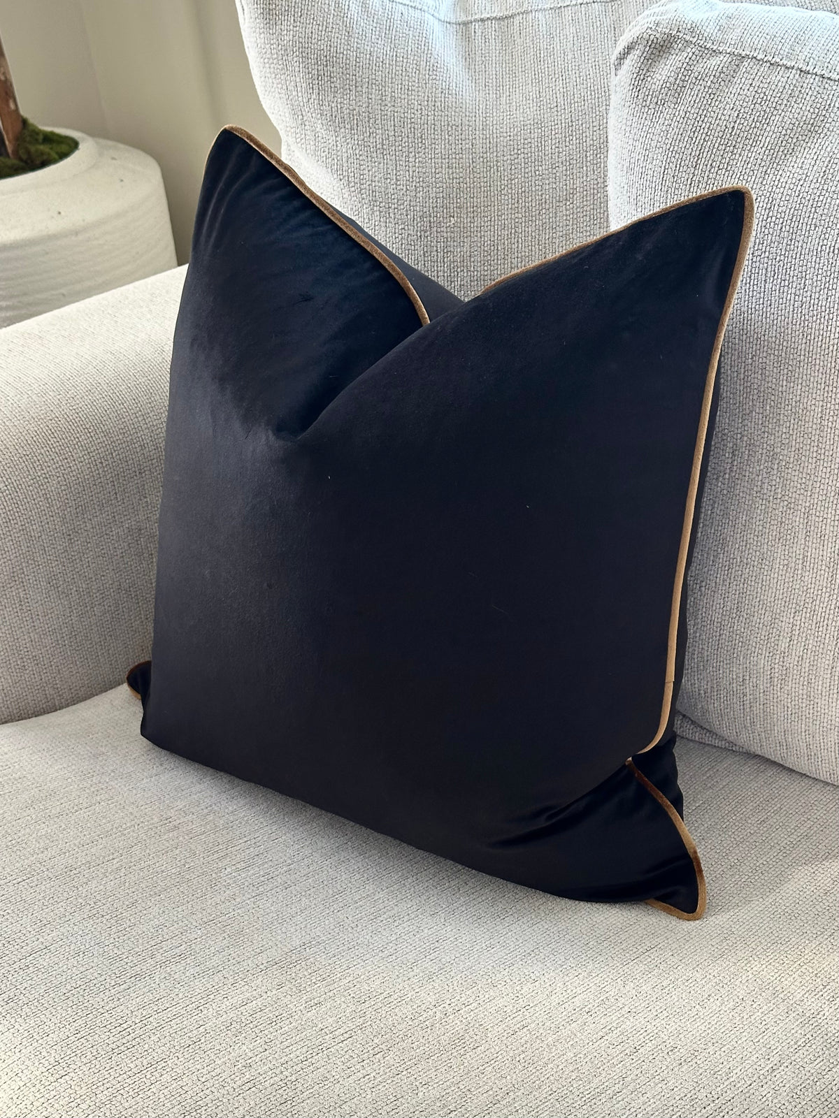 Midnight Black Velvet Cushion