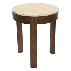 Oliver Travertine Side Table - Small Brown