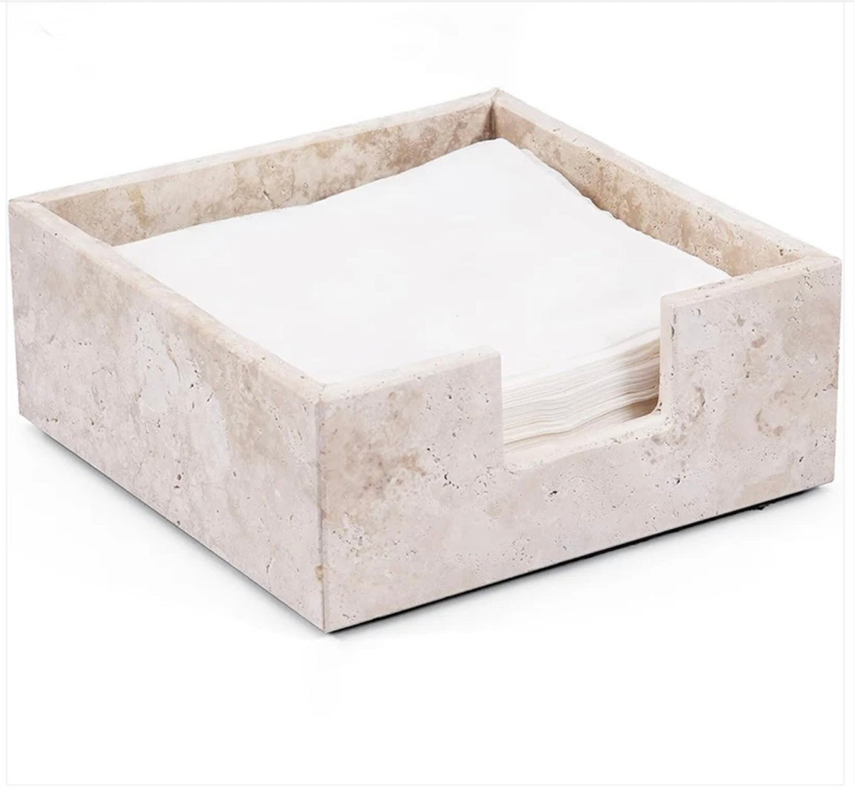Square Travertine Napkin Holder
