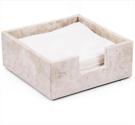 Square Travertine Napkin Holder