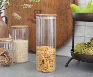 ELEANOR GLASS/WOOD CANISTER