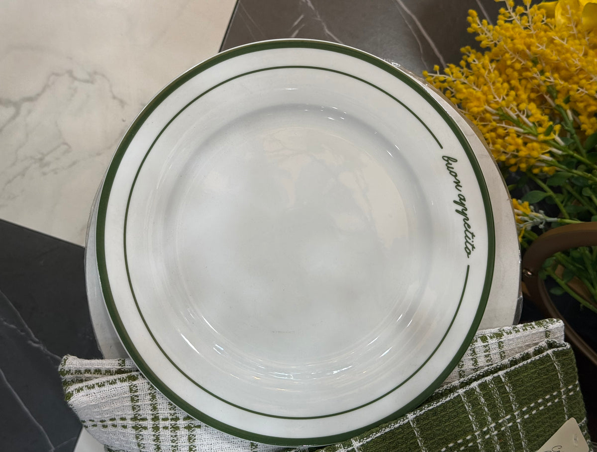 Buon Appetito Green Rim Plate