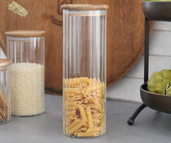 ELEANOR GLASS/WOOD CANISTER