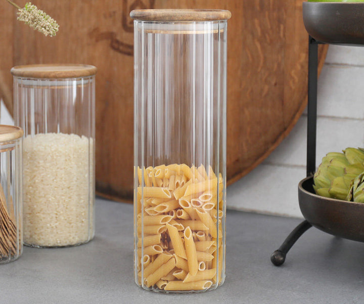 ELEANOR GLASS/WOOD CANISTER