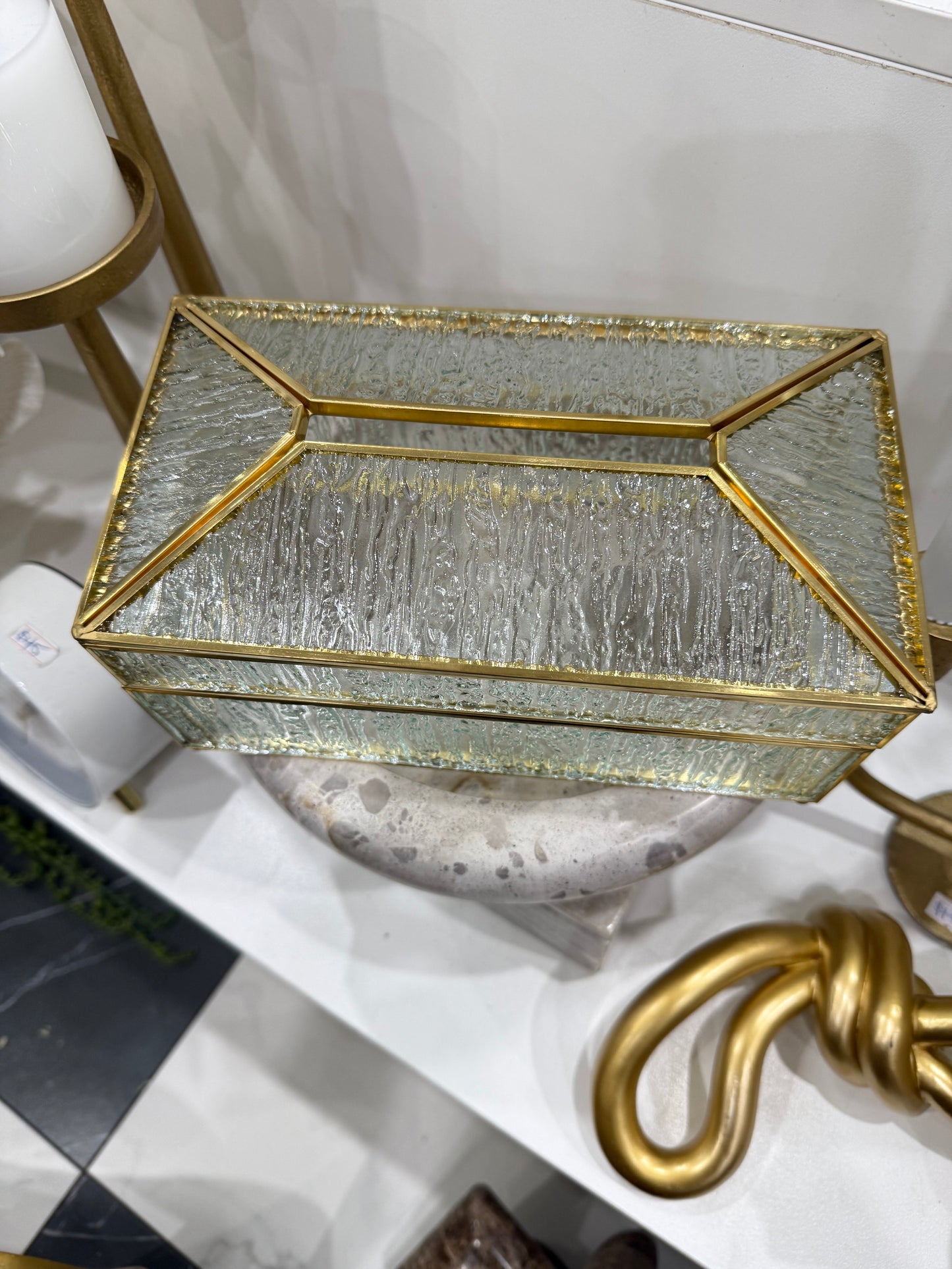 Aurora Textured Glass Tissue Box Cover