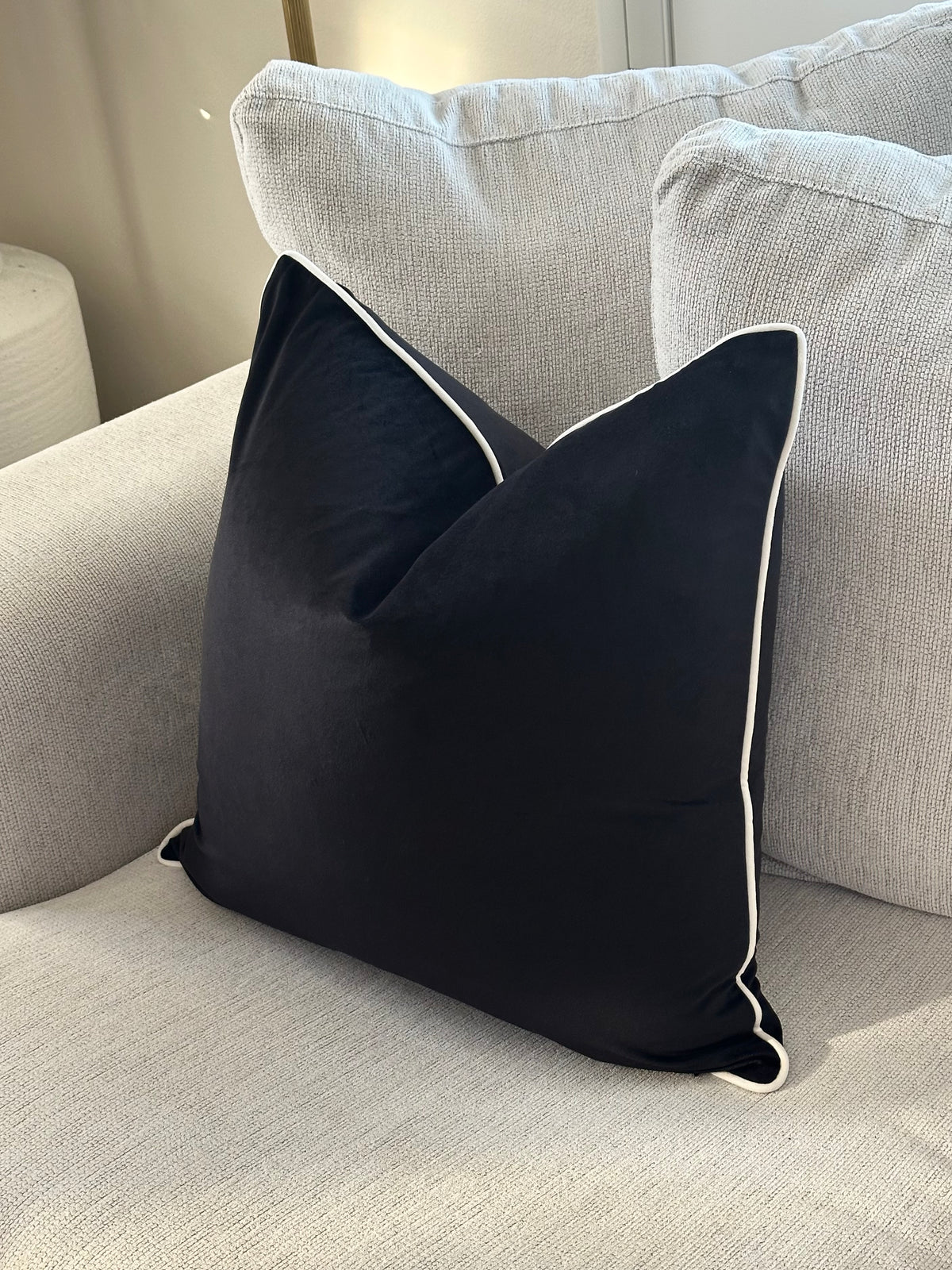 Noir Elegance Velvet Cushion