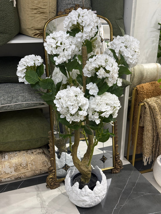White Hydrangea Artificial Tree