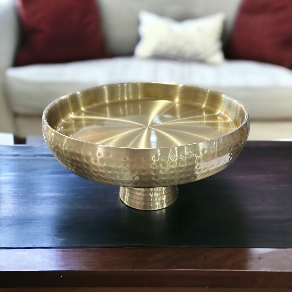 Gold hammered cake stand