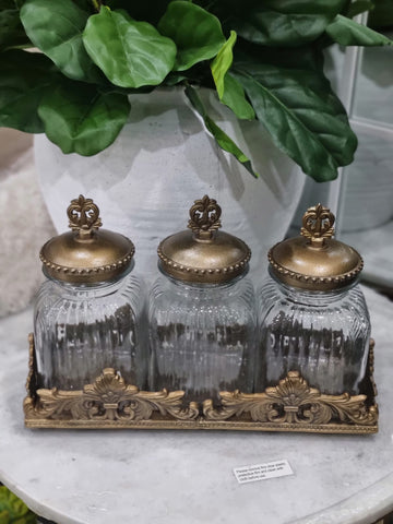 Vintage jar and tray set