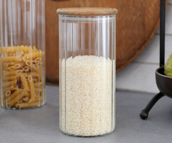 ELEANOR GLASS/WOOD CANISTER