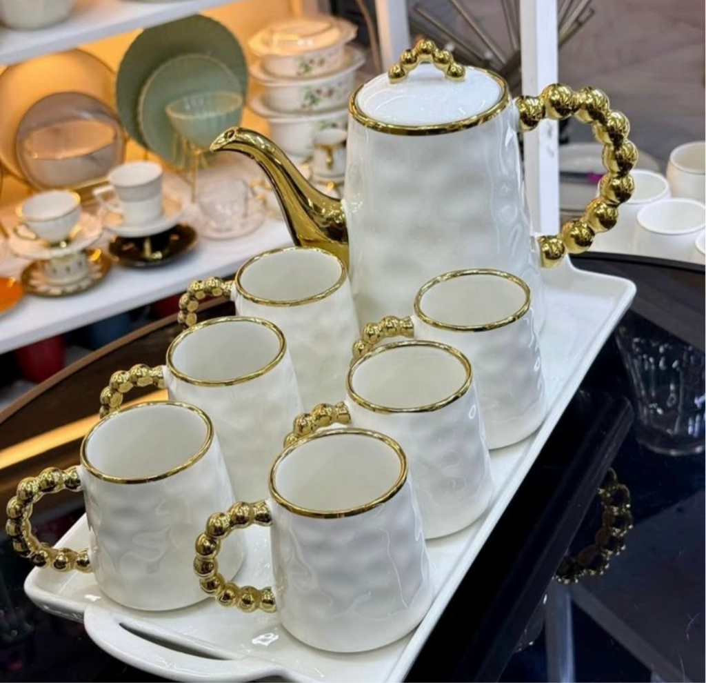 Gold Beaded Ceramic Teaset