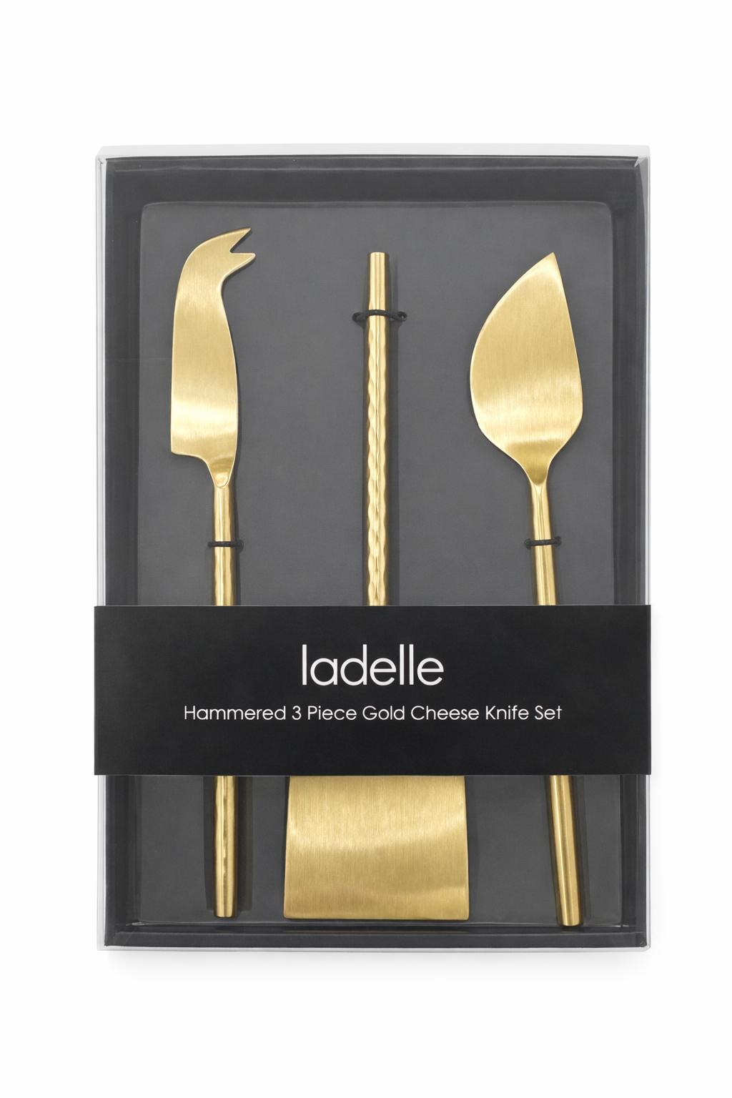 Hammered 3pce Gold Cheese Knife Set