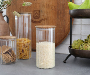 ELEANOR GLASS/WOOD CANISTER