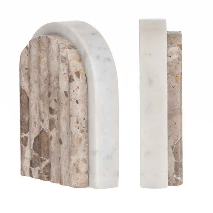 Carprani Bookends 2pcs Set White & Beige