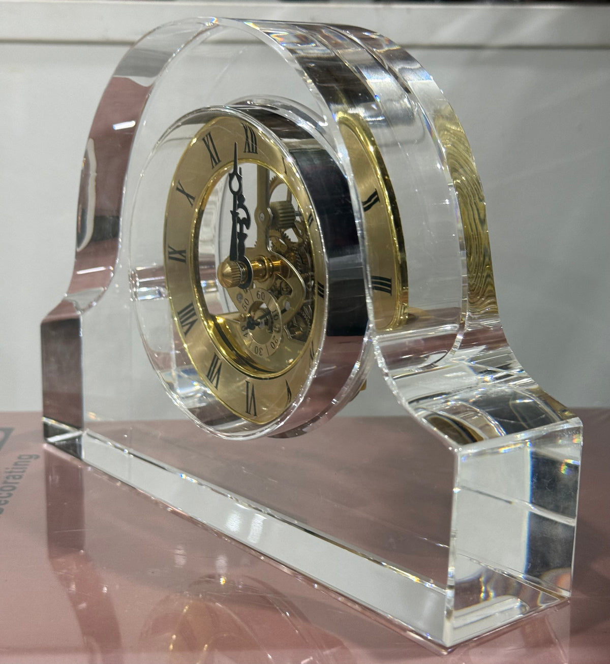 Elegant Glass & Gold Mantel Clock