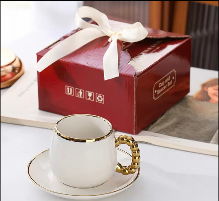 Luxury gold beaded coffee/teacup set