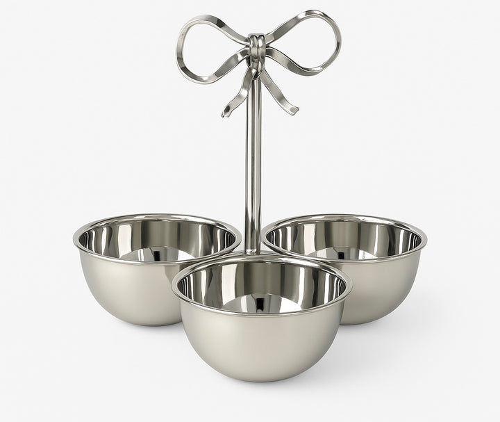 Stainless Silver Nut Bowl With Ribbon
