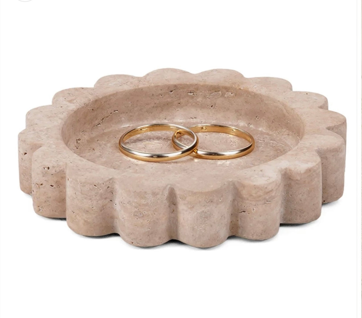 Scalloped Travertine Trinket Dish