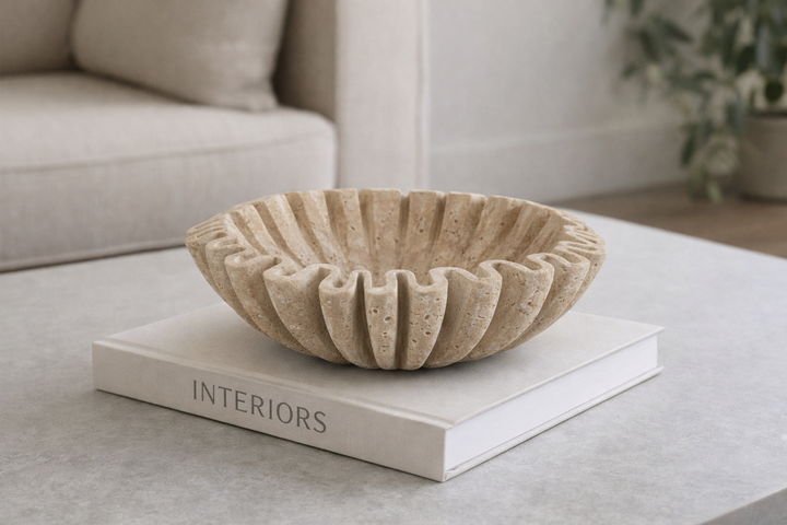 Travertine Ruffle Luxe Bowl