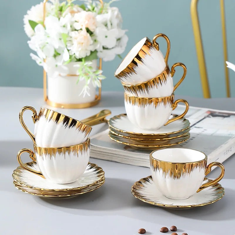 Splash gold tea cups set of 6