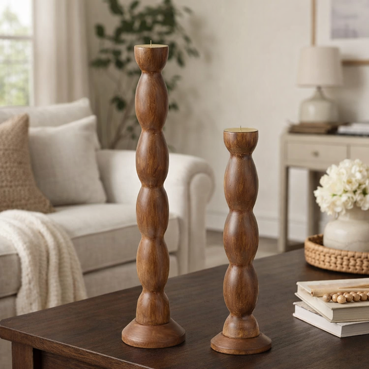 Sienna Wooden Candle Holder Small