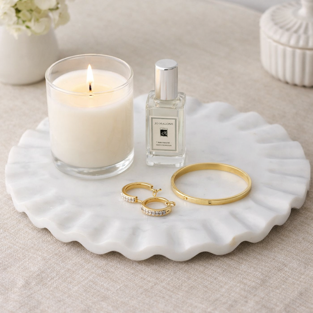 Isla Scalloped Marble Tray