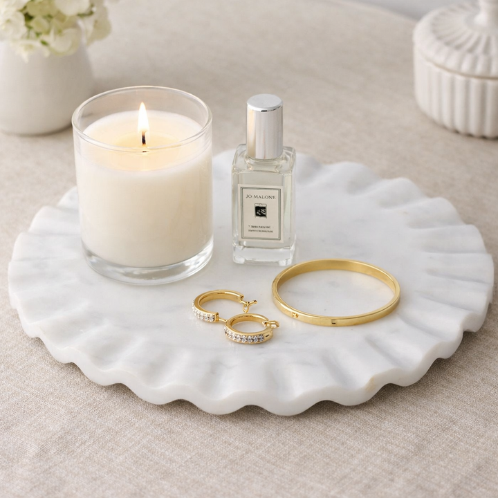 Isla Scalloped Marble Tray