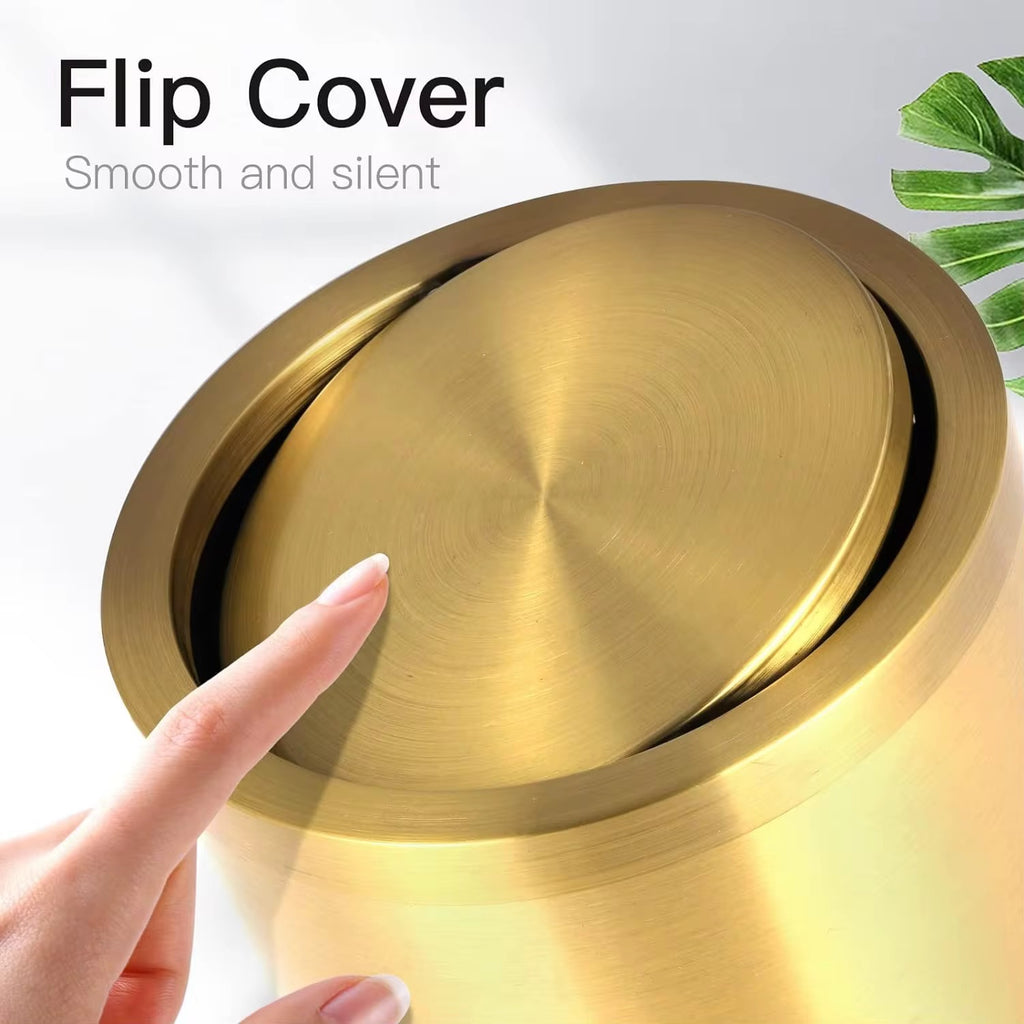 Gold Stainless steel trash can