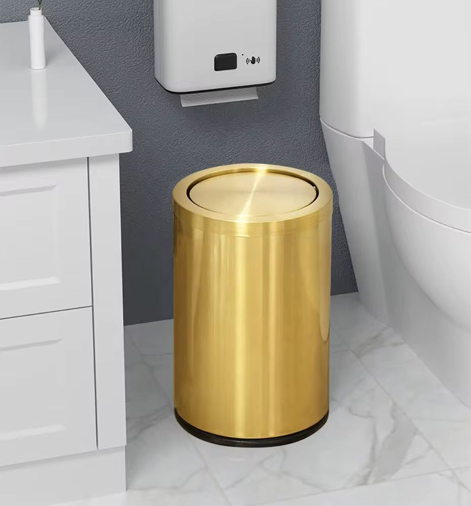 Gold Stainless steel trash can