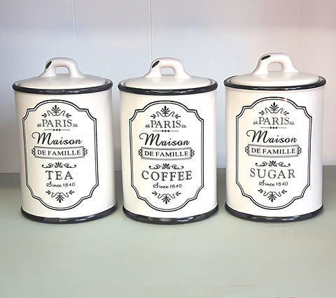 Paris Maison Kitchen Canister Set – Tea, Coffee & Sugar