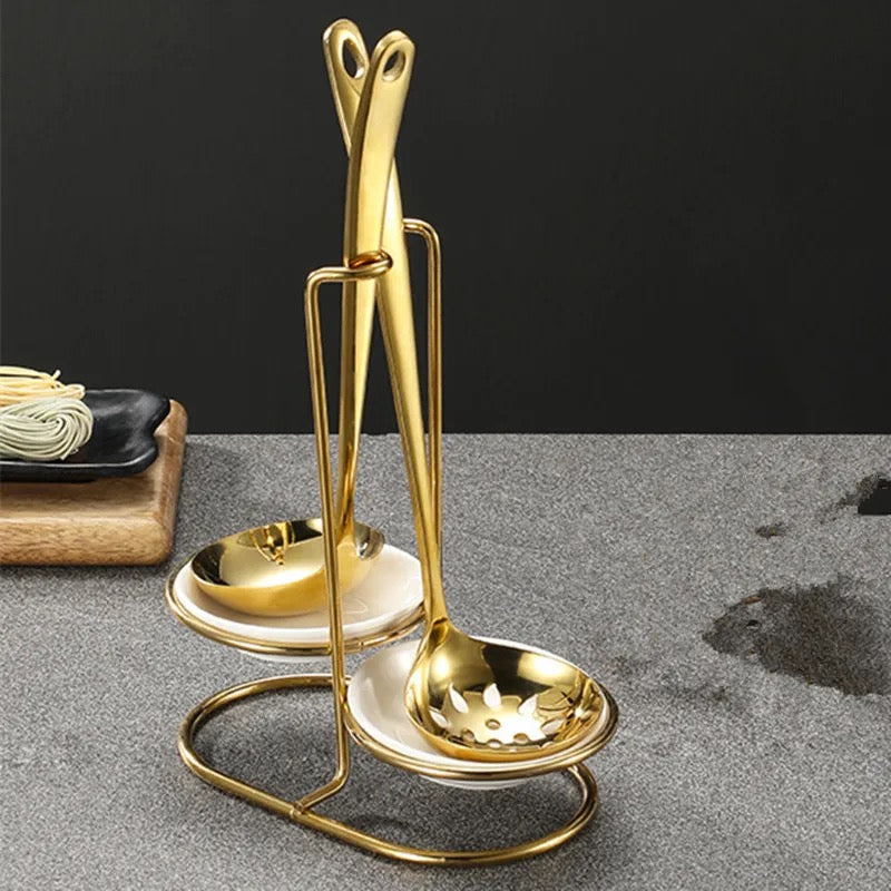 Gold stainless steel spoon holder