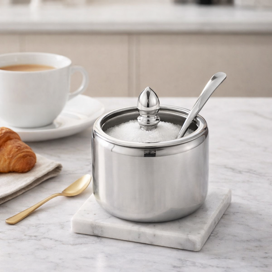 Silver Stainless Steel Sugar Pot