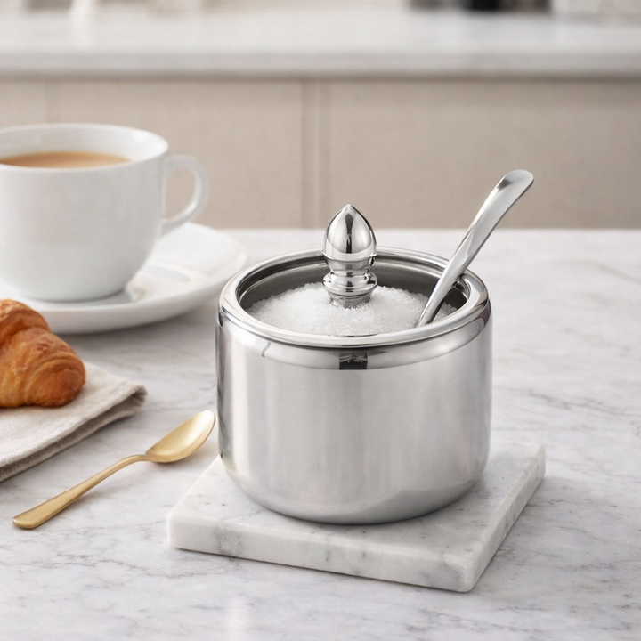Silver Stainless Steel Sugar Pot