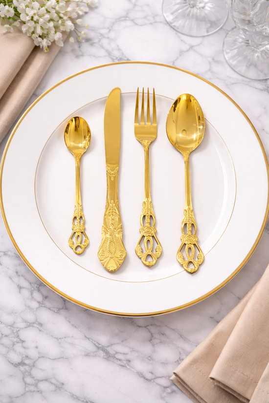 Luxury Gold Cutlery Set – 4 Person Setting