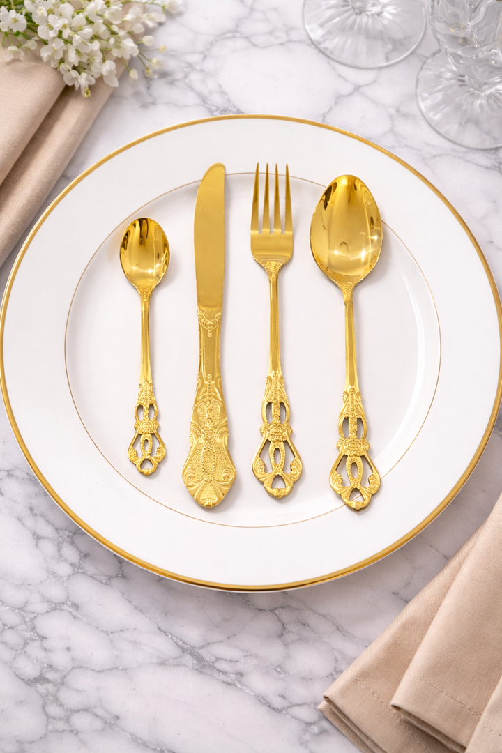 Luxury Gold Cutlery Set – 4 Person Setting