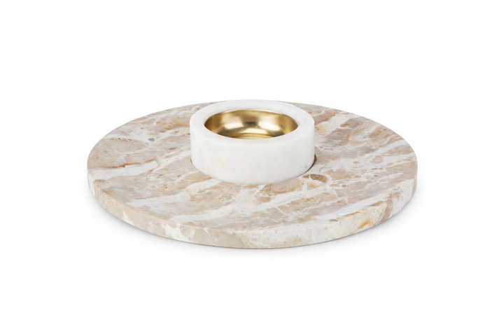 Grand Designs Carprani Round Chip & Dip Platter White & Beige