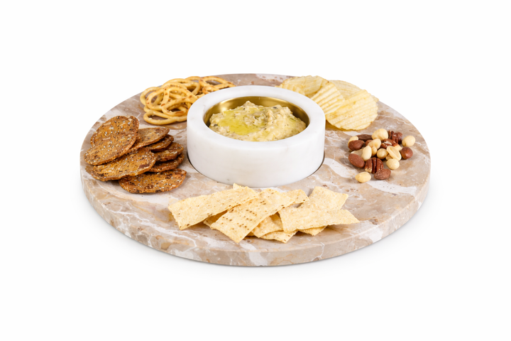 Grand Designs Carprani Round Chip & Dip Platter White & Beige
