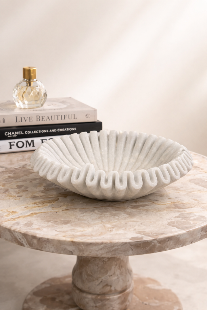 Luna Ruffle Stone Bowl