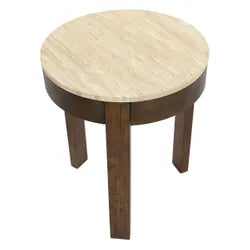 Oliver Travertine Side Table - Small Brown
