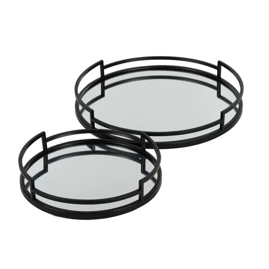 LUTHER S/2 METAL TRAYS 40X6CM BLACK