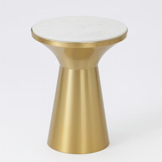BRONTE MARBLE/METAL SIDE TABLE 41X52CM