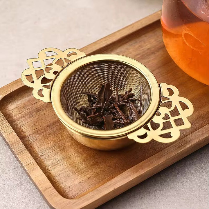 Golden Lattice Tea Strainer