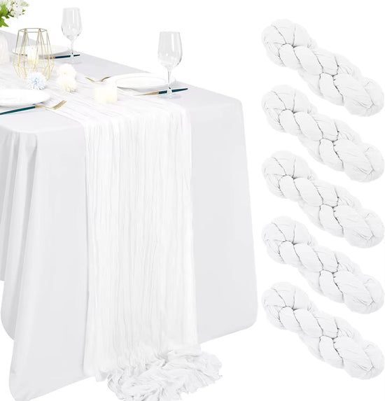 Pure White Luxe Pleated Table Runner