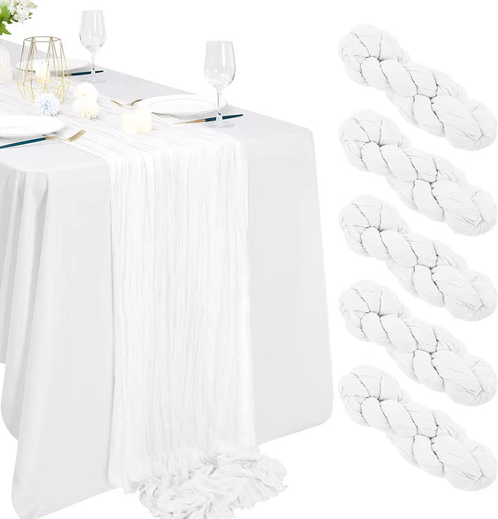 Pure White Luxe Pleated Table Runner