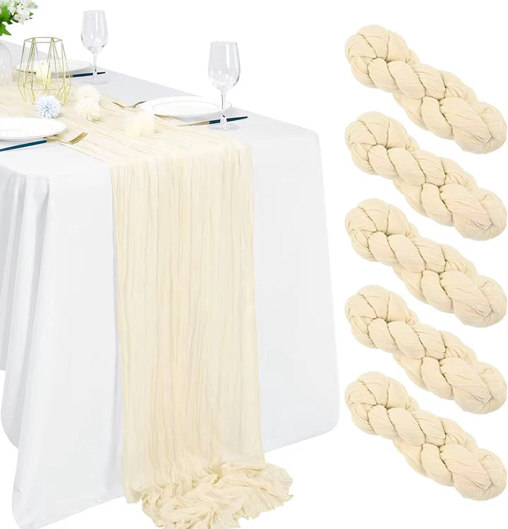 Ivory Luxe Pleated Table Runner