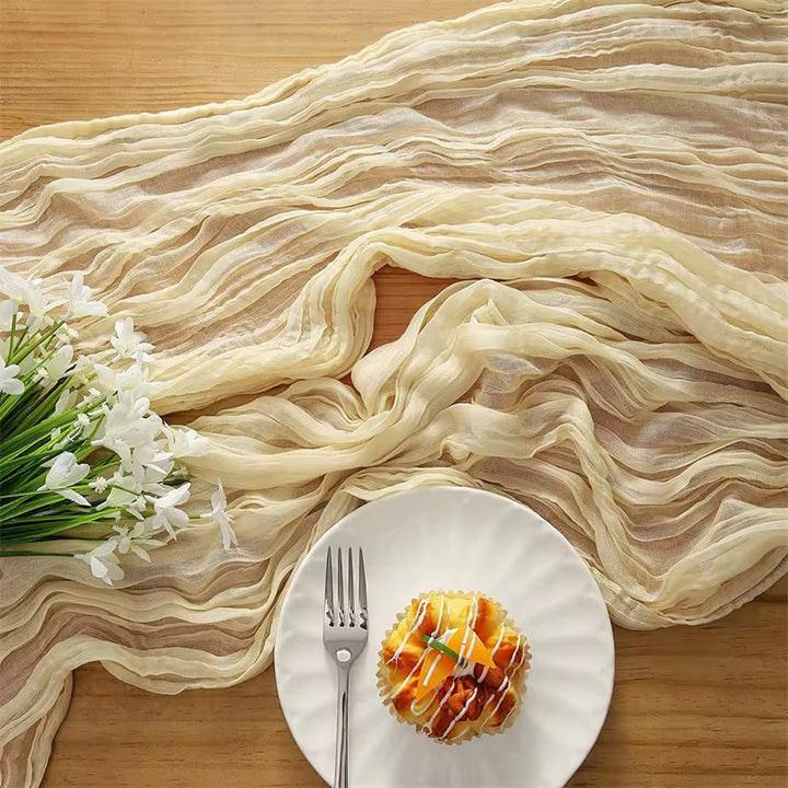 Ivory Luxe Pleated Table Runner