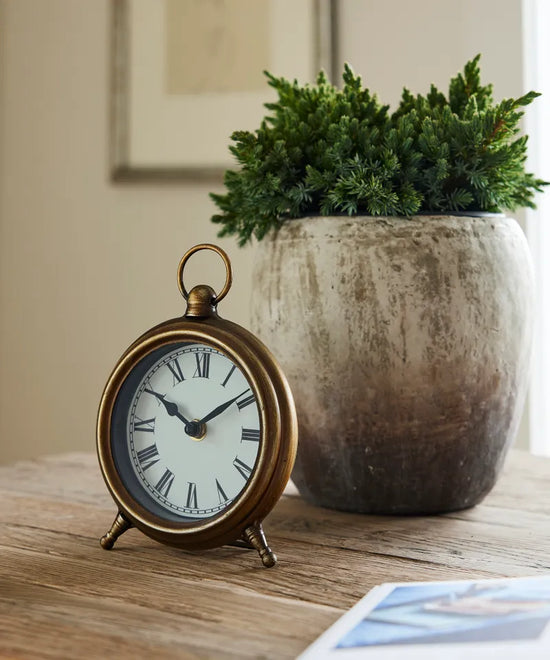 Desk Clock Antique Gold